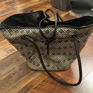 Neiman Marcus Black and Tan Diamond pattern purse